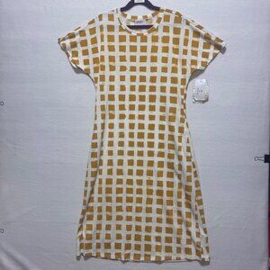 LuLaRoe Dress Marly Size XXS Short Sleeves Mustard and White New with Tags